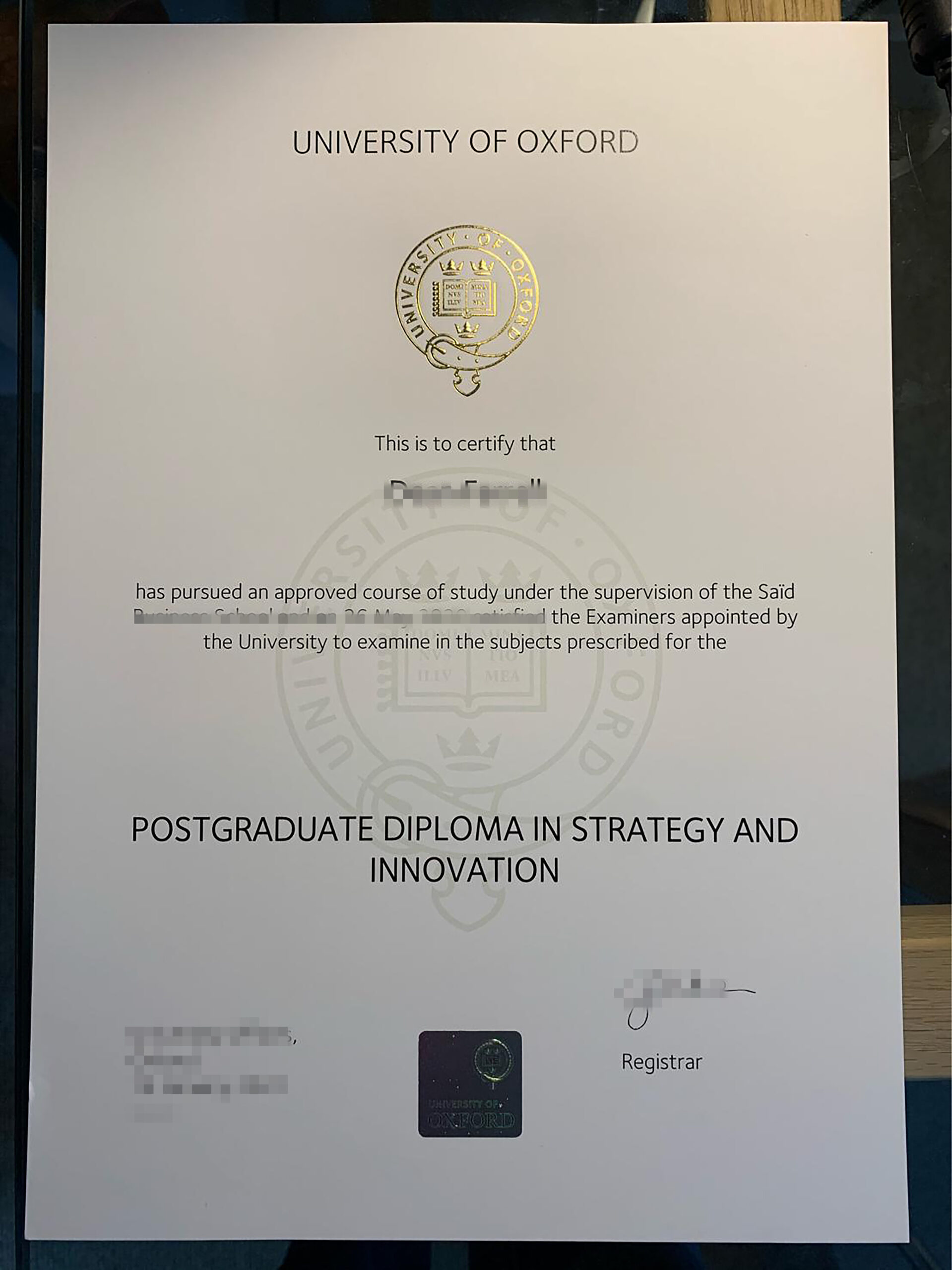 university of oxford diploma